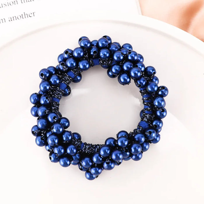 Woman Elegant Pearl Hair Ties Beads Girls Bow Scrunchies Rubber Hairbands Ponytail Holders Hair Accessories Elastic Hair Bands