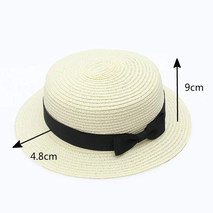 COKK Panama Simple Summer Beach Hat Female Casual Lady Women Flat Brim Bowknot Straw Cap Girls Sun Hat Chapeu Feminino