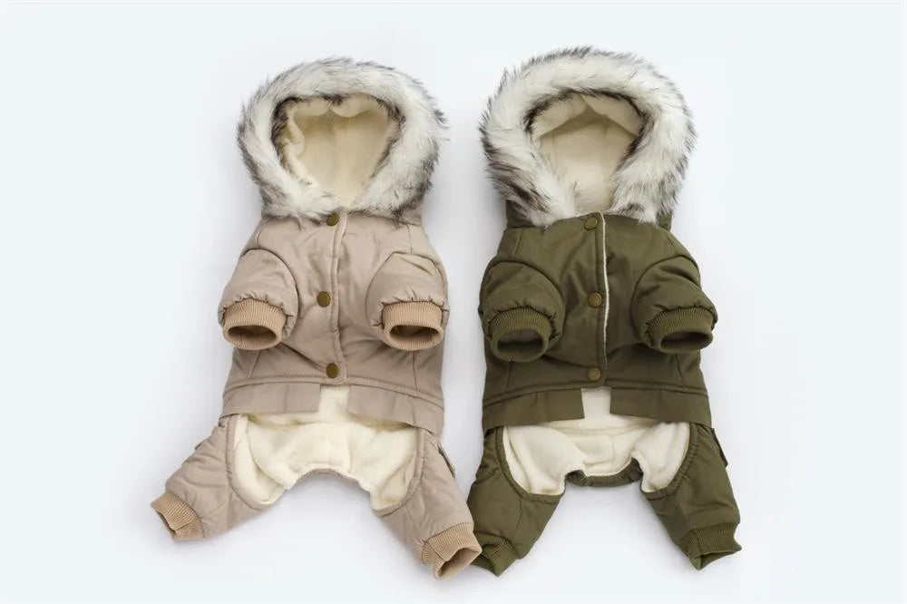 Pet Dog Clothes Winter Warm Dog Green Coat Jumpsuit Thicken Pet Clothing For Yorkshire Teddy Dogs Costume Puppy Clothes Jackets