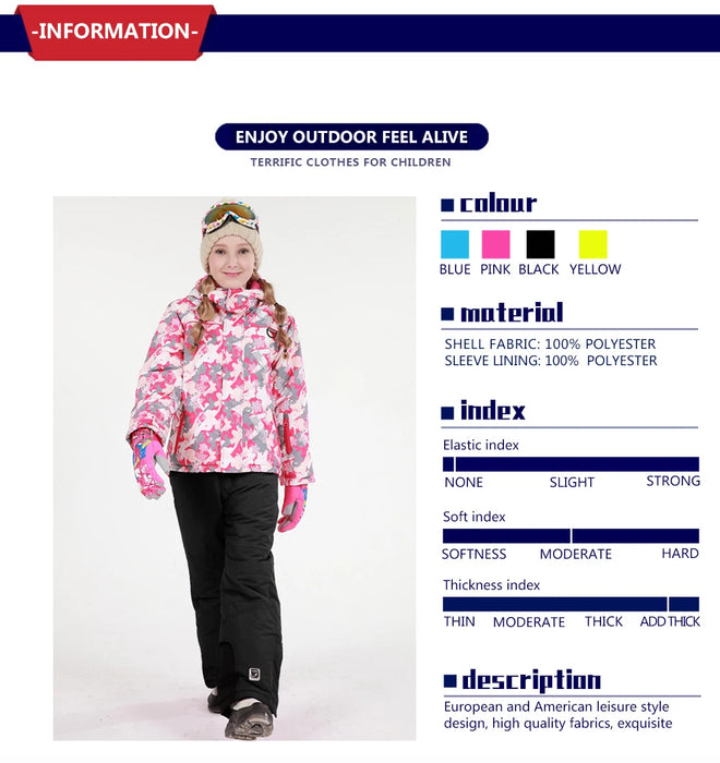 Girls Winter Ski Pants Overall Pants and Tracksuits for Children
