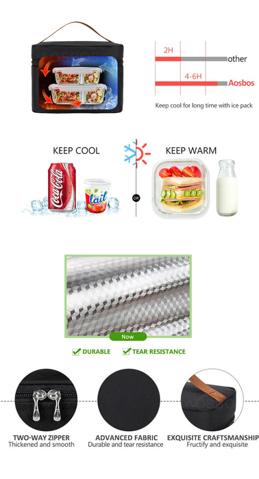 Unisex Insulated Portable Thermal Lunch Bags