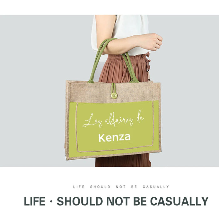 Personalized Large Jute Cotton Tote Bag