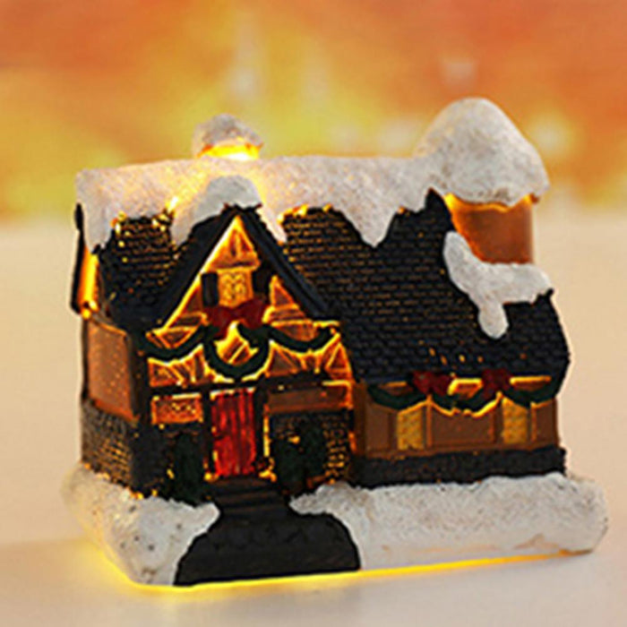 Christmas Scene Village Houses Town Decoration With Warm White Led Light