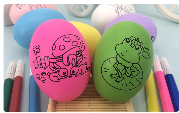 12pcs DIY Painting Easter Eggs  for Children Arts Crafts Color Filling Drawing Toy Kids Birthday Party Favors Kindergarten Gifts