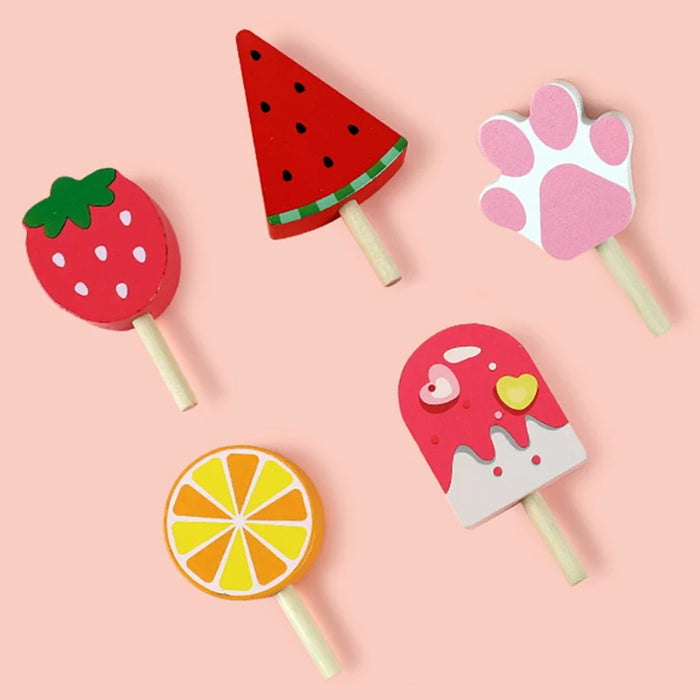 Children Simulation Food Kitchen Toys Wooden Ice Cream Dessert Simulation
