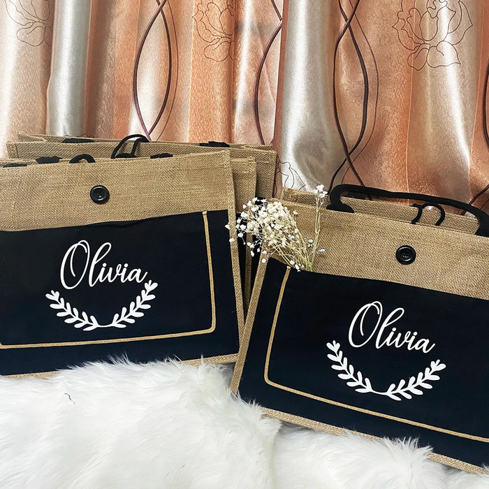 Personalized Large Jute Cotton Tote Bag