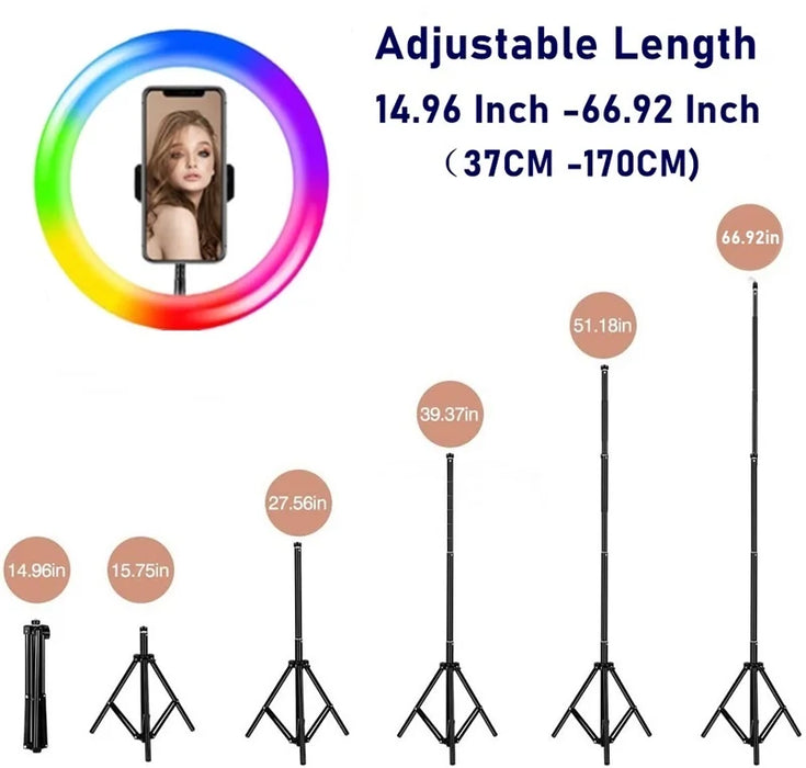 12 Inch Dimmable RGB LED Selfie Ring Fill Light 33CM Photo Ring Lamp