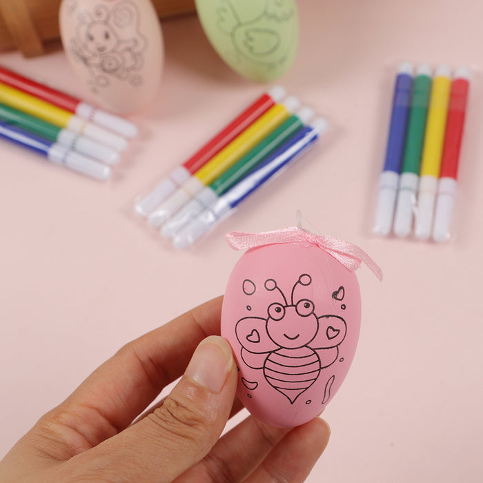 12pcs DIY Painting Easter Eggs  for Children Arts Crafts Color Filling Drawing Toy Kids Birthday Party Favors Kindergarten Gifts