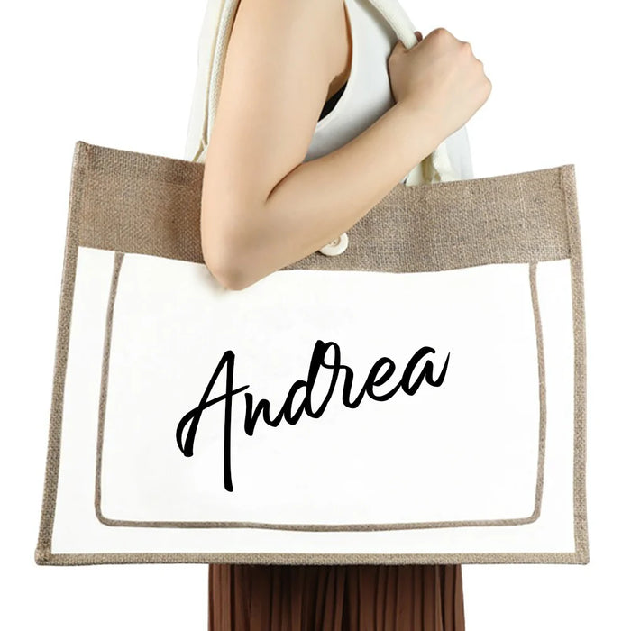 Personalized Large Jute Cotton Tote Bag