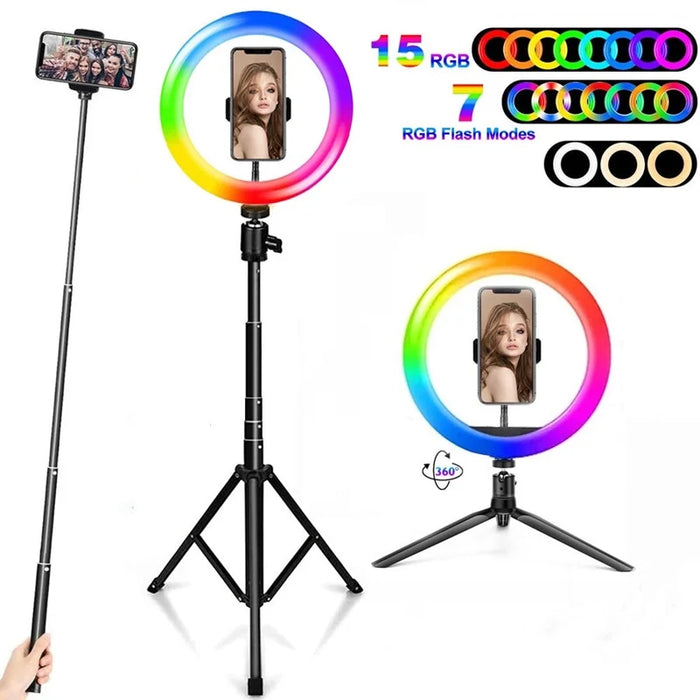 12 Inch Dimmable RGB LED Selfie Ring Fill Light 33CM Photo Ring Lamp