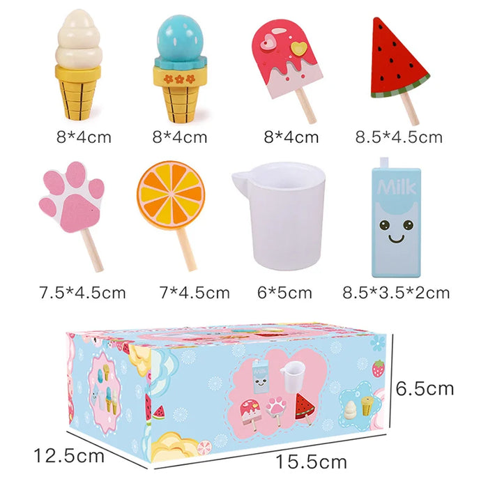 Children Simulation Food Kitchen Toys Wooden Ice Cream Dessert Simulation