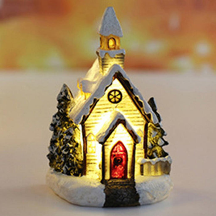 Christmas Scene Village Houses Town Decoration With Warm White Led Light