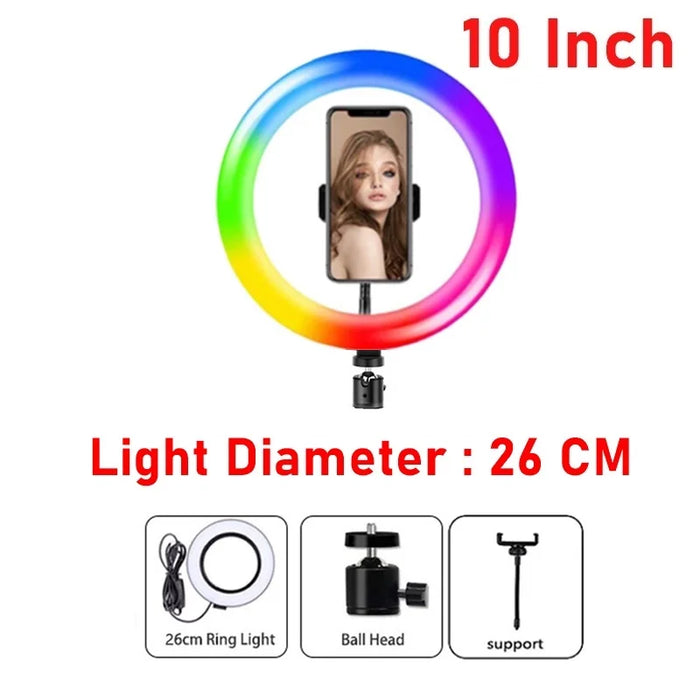 12 Inch Dimmable RGB LED Selfie Ring Fill Light 33CM Photo Ring Lamp