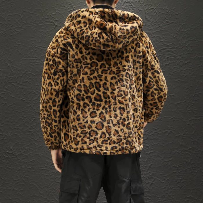 Leopard Print Jacket Loose and Comfortable Cotton-padded