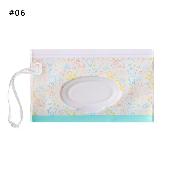 EVA Baby Wet Wipe Pouch Portable Wipes Holder Case Flip Cover Snap-Strap Reusable Refillable Cosmetic Pouch Useful Tissue Box