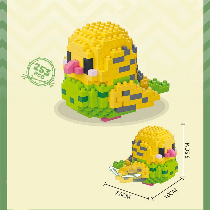 Yellow and green budgie micro block figure