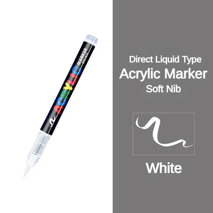 GUANGNA 16 Colors Direct-liquid Acrylic Paint Pens Brush Marker Pen for Rock Painting Stone Ceramic DIY Art Supplies Stationery