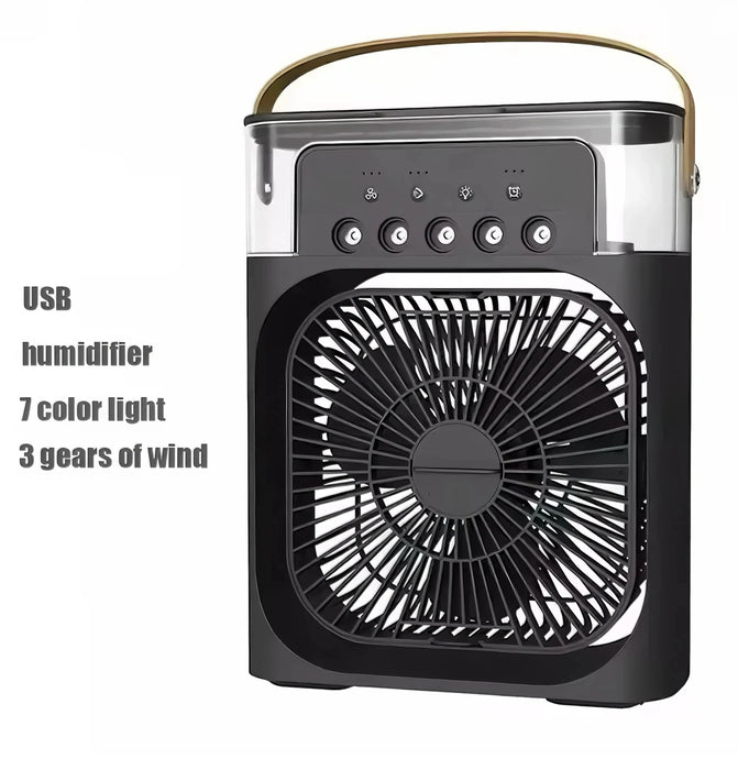 Fan/cooling fan portable household three in one small air cooler, LED night light, 5-hole humidifier, 1-3 hour timer
