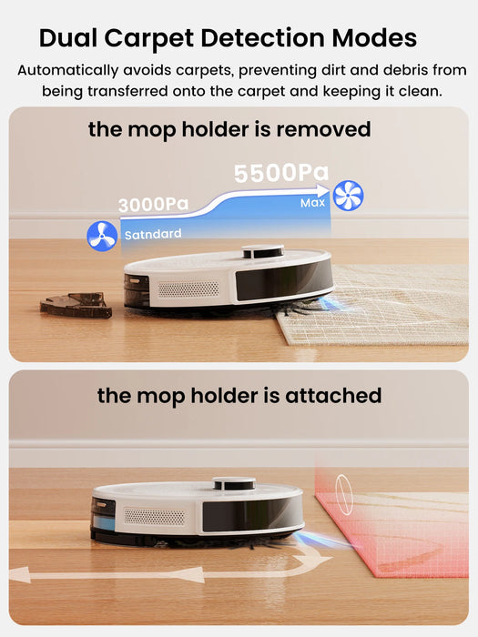 Lefant M2Pro Robot Vacuum with Mop,Self-Emptying, 5500Pa , DTOF Laser Navigation, PSD Obstacle Avoidance, Wi-fi/Alexa Control