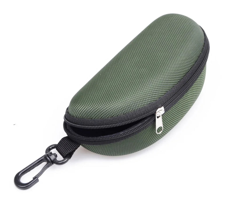 Hard shell sunglasses case with clip, Army Green