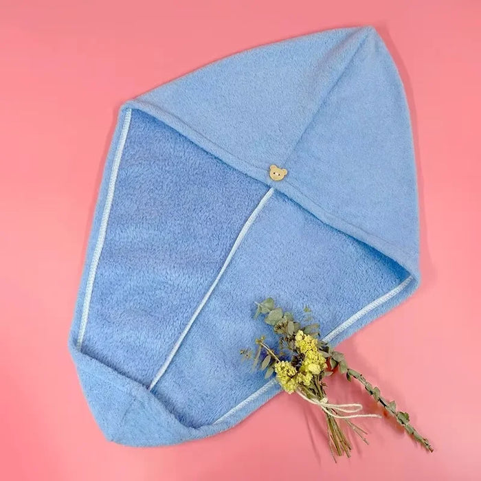 Blue coral fleece hair towel wrap