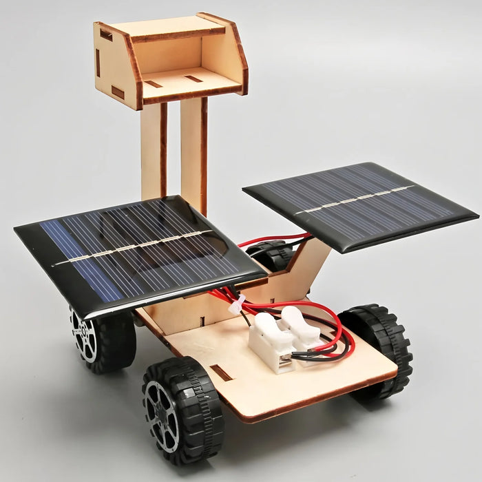 Solar lunar rover kit, side view showing the motor and wires