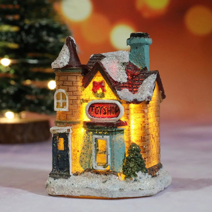 Brightness LED Light Up Small Village House Scene Christmas Decor Ornament 2024 New Year Home Decor Navidad