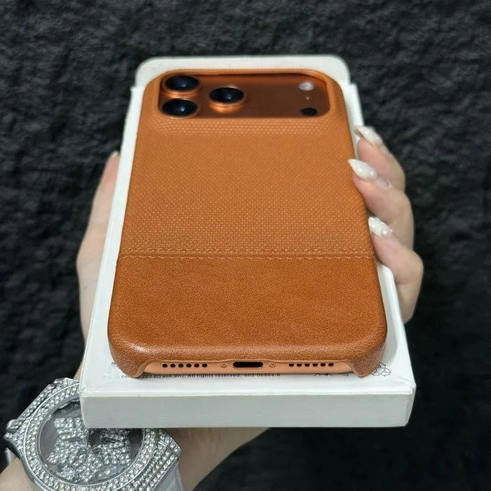 Original Splice Leather Nylon Fabric Case For iPhone 17 Air 16 15 14 Plus 13 12 Pro Max Frameless Cooling Matte Shockproof Cover