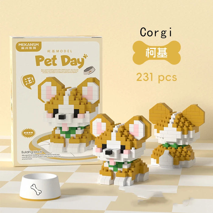 Corgi micro block figure, 231 pieces, with box art