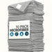 Stack of grey microfibre kitchen cleaning cloths