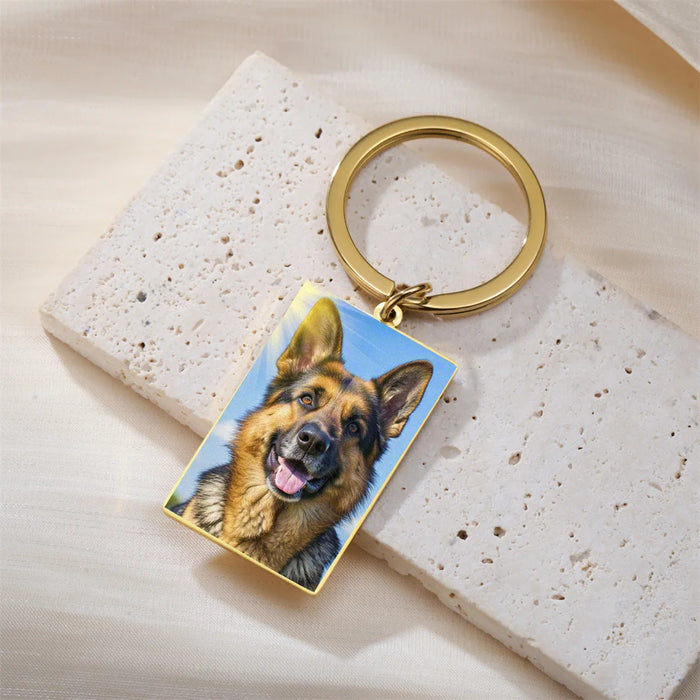 Custom Photo Keychain Stainless Steel Keyring Rectangle Heart Shape Personalized Picture Key Holder Jewelry Valentine's Day Gift