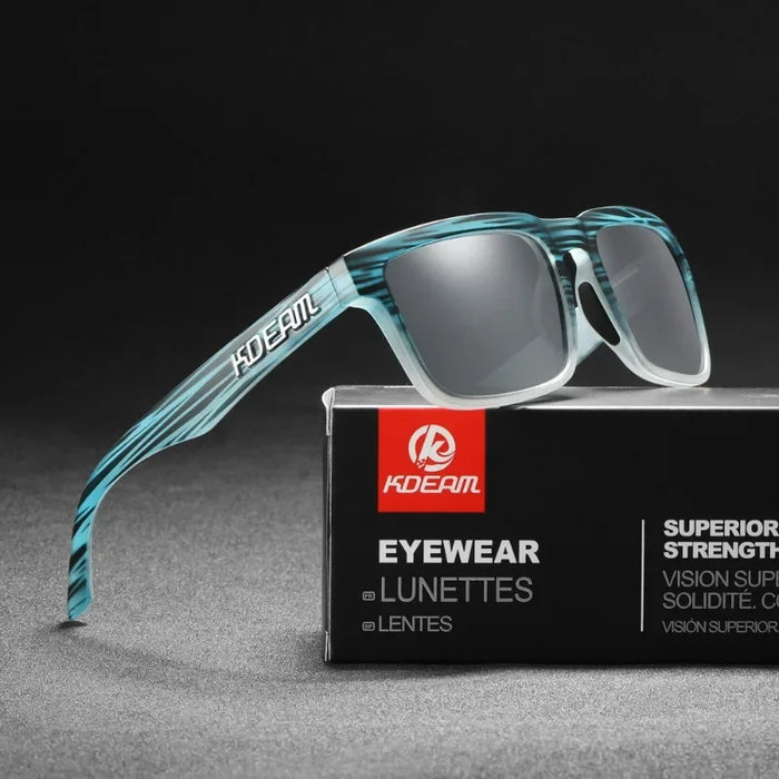 KDEAM polarized square sunglasses, smoked grey lenses (C20)