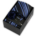 Men's tie gift set, style BBJ-33: tie, pocket square, cufflinks and pins in a gift box