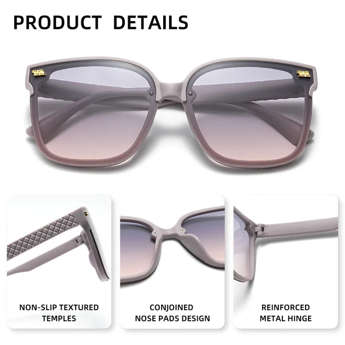Women‘s Sunglasses Large Fmane UV400 Glasses Design Gradient Square Travel Eyewear Lady Shades