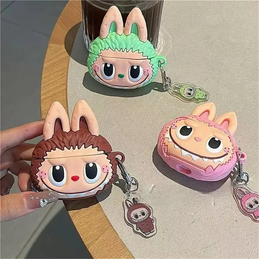 Airpods 1 2 3 Pro 2 Case 3D labubu Cute Cartoon Silicone Earphone Protective Case With Pendant Cover