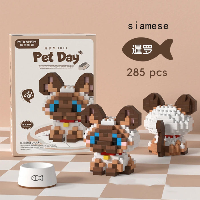 Siamese cat micro block figure, 285 pieces, with box art
