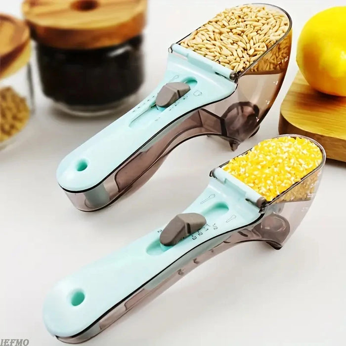 1Pc Adjustable Measuring Cup And Measuring Spoon Plastic Spoon Measuring Cup With Handle For Dry And Liquid Kitchen Tool