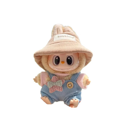Mini Plush Doll'S Clothes Outfit Accessories For 17cm Korea Kpop Labubu I II Idol Dolls sit party overalls Clothing