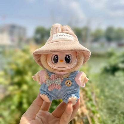 Mini Plush Doll'S Clothes Outfit Accessories For 17cm Korea Kpop Labubu I II Idol Dolls sit party overalls Clothing