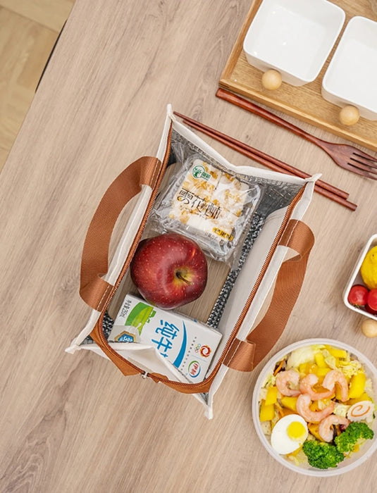 4 Shapes Insulated Thermal Large-capacity Beige Lunch Bags Girls Japanese Bento