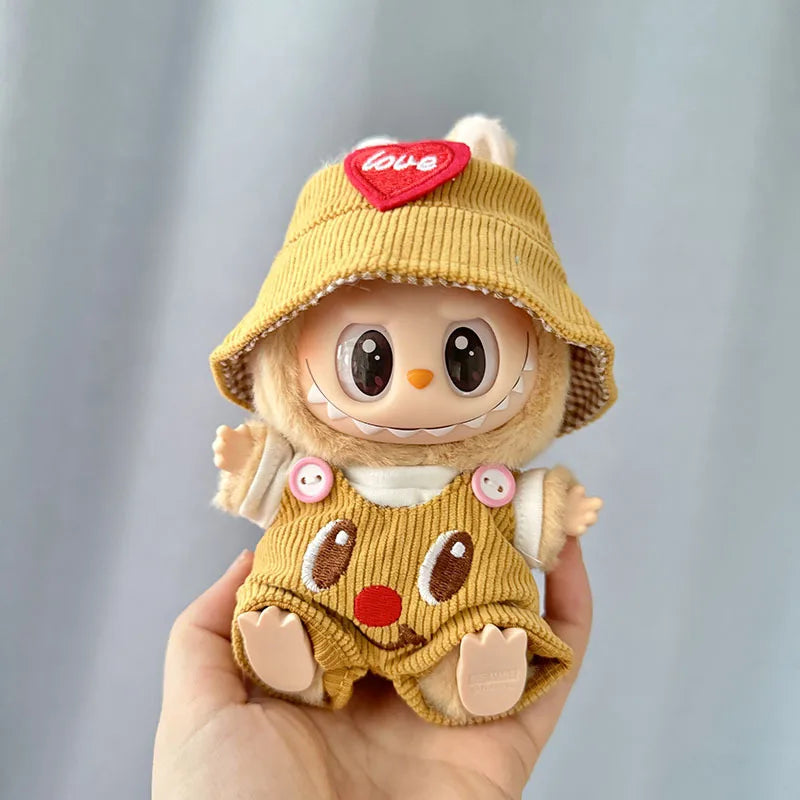 Mini Plush Doll'S Clothes Outfit Accessories For 17cm Korea Kpop Labubu I II Idol Dolls sit party overalls Clothing
