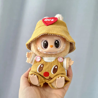 Mini Plush Doll'S Clothes Outfit Accessories For 17cm Korea Kpop Labubu I II Idol Dolls sit party overalls Clothing