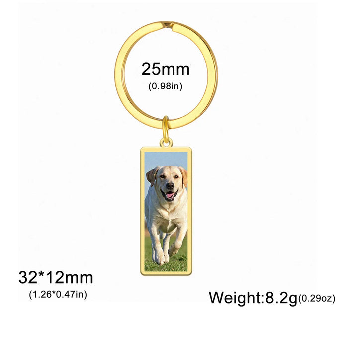 Custom Photo Keychain Stainless Steel Keyring Rectangle Heart Shape Personalized Picture Key Holder Jewelry Valentine's Day Gift