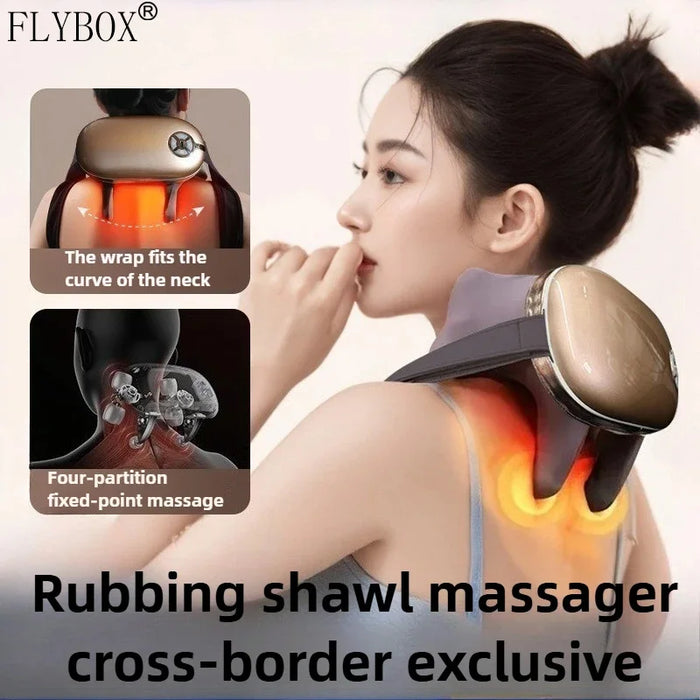 Shoulder and neck massager trapezius massage shawl kneading hot compress voice remote control multi-function