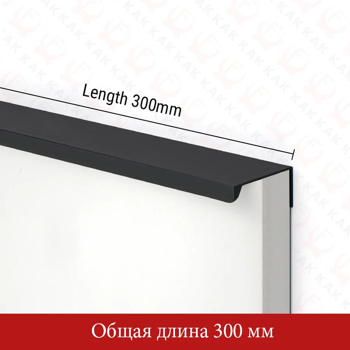 KAK Hidden Long Furniture Handles Black Kitchen Cabinet Handle Pulls Non Punched Aluminum Alloy Cupboard Door Handle Hardware
