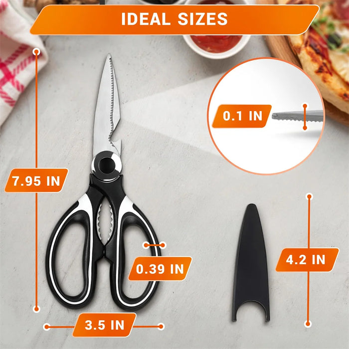 Smart Kitchen Shears with Cover Gadgets Utility Heavy Duty Stainless Steel Kitchen Scissors