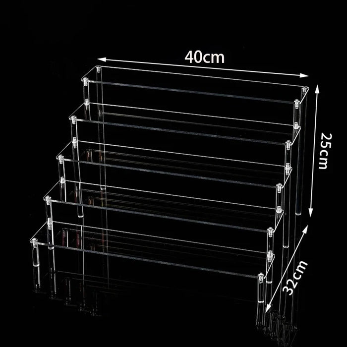 1-5 Tier Acrylic Display Stand Perfume Doll Clay Figurine Blind Box Storage Rack Transparent Ladder Makeup Organization W-2