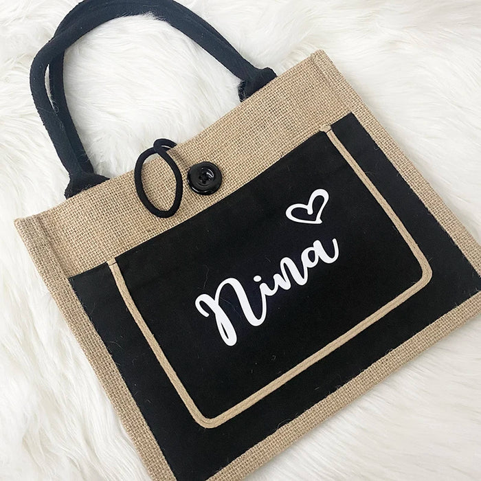 Personalized Large Jute Cotton Tote Bag