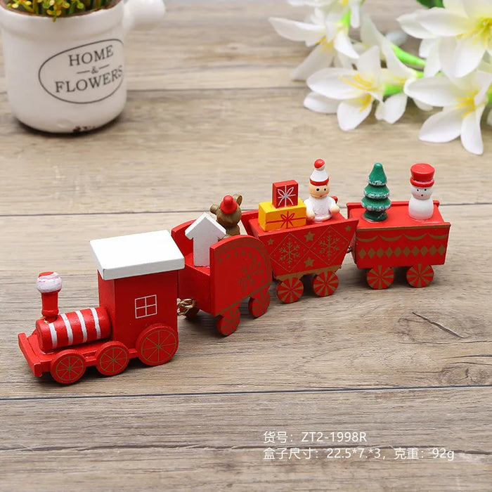 Christmas Decorations Wooden Four Section Small Train Festival Children's Gifts Toy