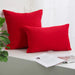 Red corduroy cushions, square and rectangular
